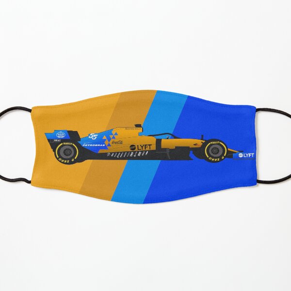 Hand-drawn Formula 1 McLaren MCL34 Digital Artwork Carlos Sainz Kids Mask