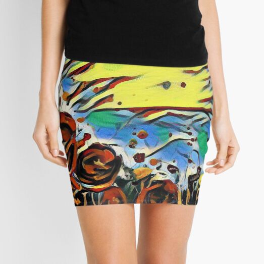 Poppy Circle 2 designed and created by (c) Janet Watson Art Mini Skirt