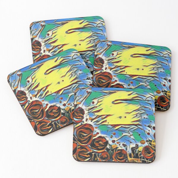 Poppy Circle 2 designed and created by (c) Janet Watson Art Coasters (Set of 4)