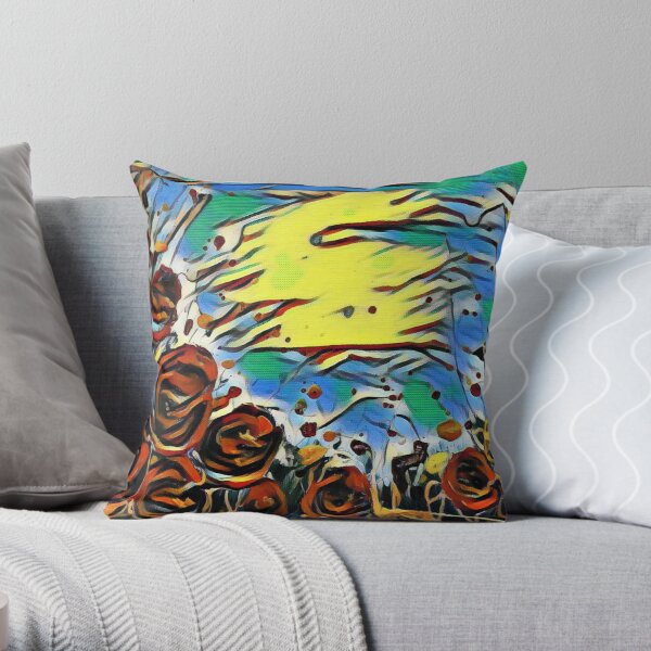 Poppy Circle 2 designed and created by (c) Janet Watson Art Throw Pillow