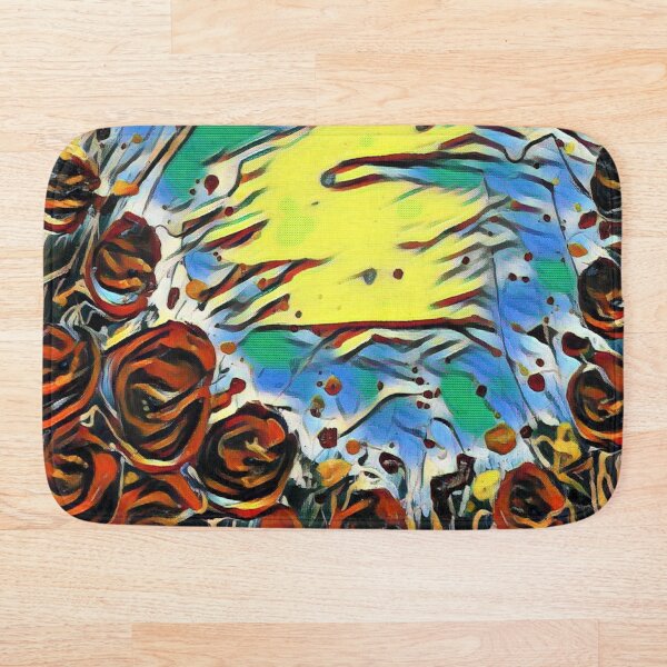 Poppy Circle 2 designed and created by (c) Janet Watson Art Bath Mat