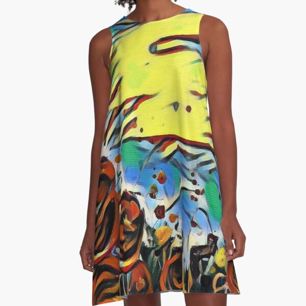 Poppy Circle 2 designed and created by (c) Janet Watson Art A-Line Dress