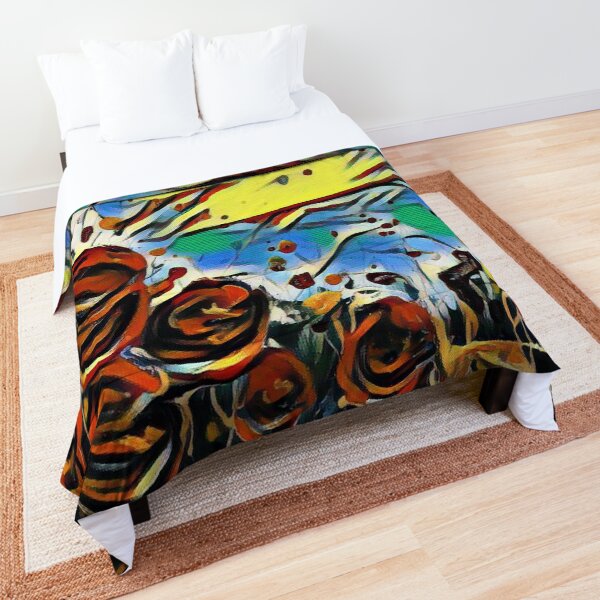 Poppy Circle 2 designed and created by (c) Janet Watson Art Comforter