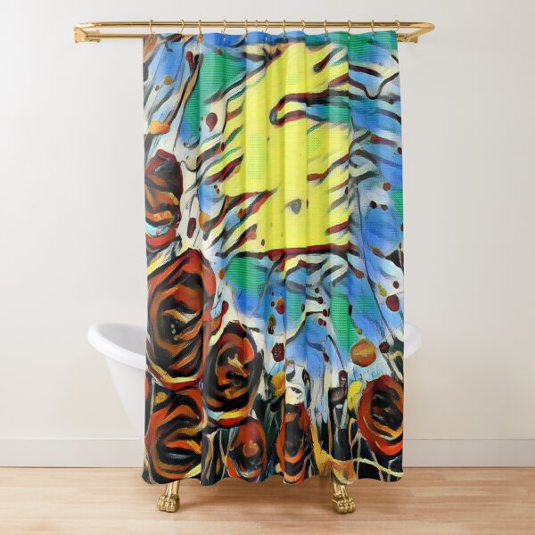 Poppy Circle 2 designed and created by (c) Janet Watson Art Shower Curtain