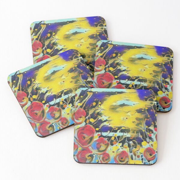 Poppy Garden 19 designed & created by (c) Janet Watson Art Coasters (Set of 4)
