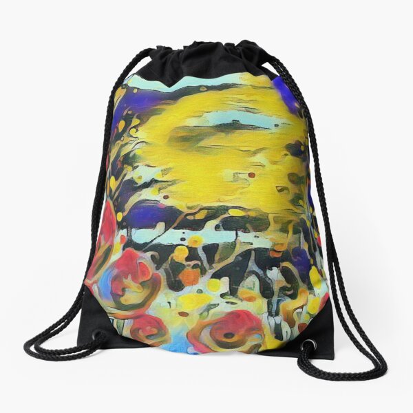 Poppy Garden 19 designed & created by (c) Janet Watson Art Drawstring Bag