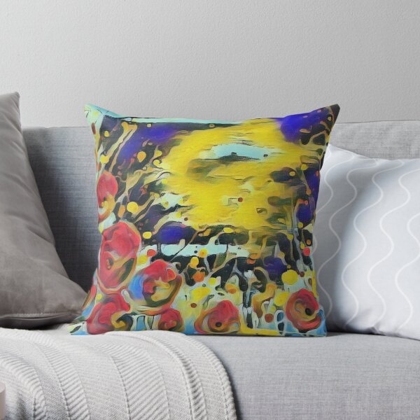 Poppy Garden 19 designed & created by (c) Janet Watson Art Throw Pillow
