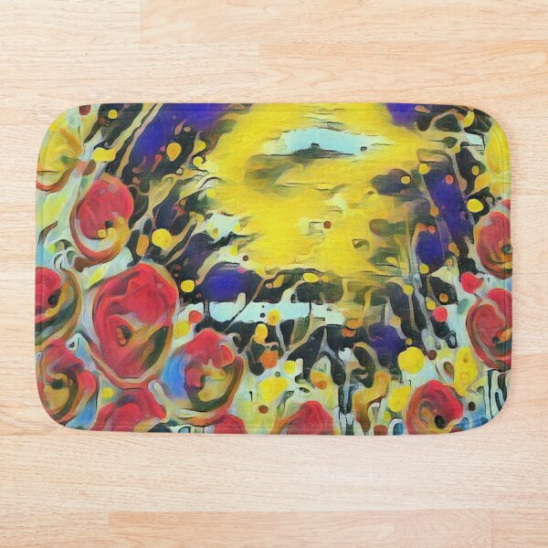 Poppy Garden 19 designed & created by (c) Janet Watson Art Bath Mat