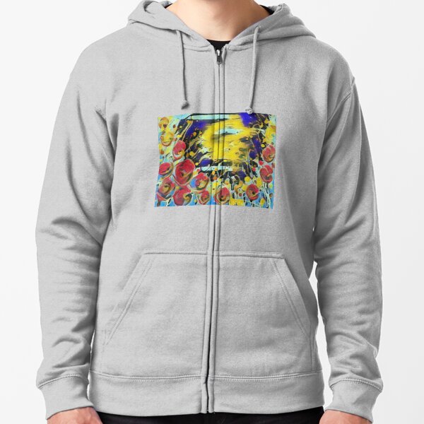 Poppy Garden 19 designed & created by (c) Janet Watson Art Zipped Hoodie