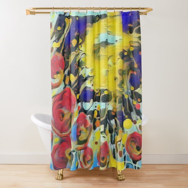 Poppy Garden 19 designed & created by (c) Janet Watson Art Shower Curtain