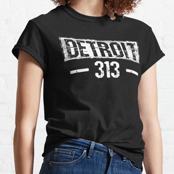 Detroit 313 Area Code GRIT Sports Fan Detroiter Fan T-Shirt