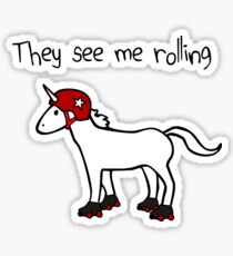 They See Me Rolling - Roller Derby Unicorn Sticker