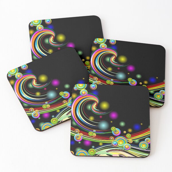 Item preview, Rainbow Colors Abstract Swirls on Black designed and sold by BluedarkArt.