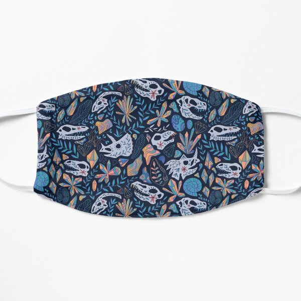 Geology. Crystals. Dinosaurs skulls. Flat Mask