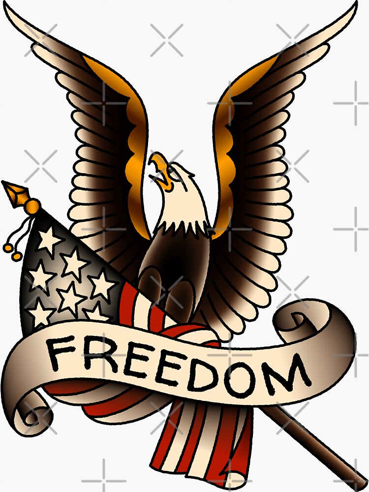 Thumbnail 3 of 3, Sticker, Salty-Dog2 American Traditional Patriotic Eagle and Flag designed and sold by Salty-Dog2.