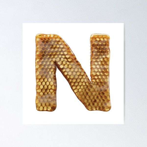 Item preview, N Letter 3d Honey Alphabet Font designed and sold by HelloFromAja.