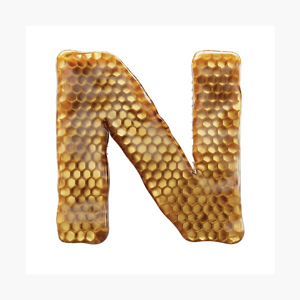 Artikelvorschau, N Buchstabe 3d Honig-Alphabet-Schriftart entworfen und verkauft von HelloFromAja.