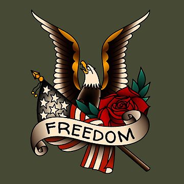 Artwork thumbnail, Salty-Dog2 American Traditional Patriotic Eagle with Rose by Salty-Dog2