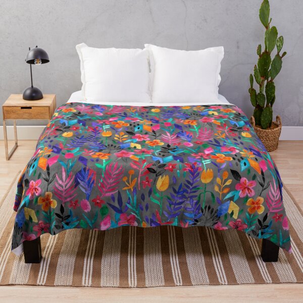 Item preview, Popping Color Painted Floral on Grey designed and sold by micklyn.