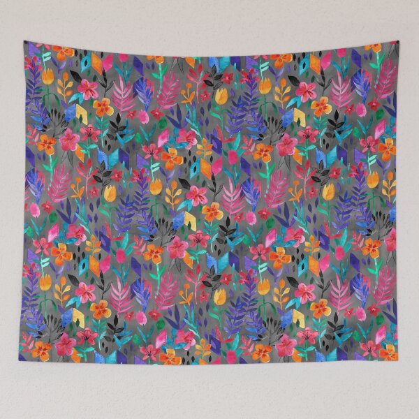 Item preview, Popping Color Painted Floral on Grey designed and sold by micklyn.