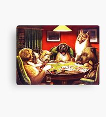Dogs Playing Poker Vintage postcard Canvas Print