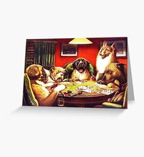 Dogs Playing Poker Vintage postcard Greeting Card