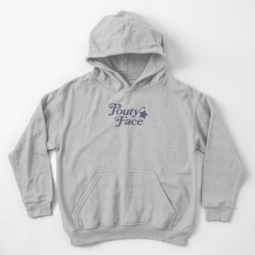 Pouty Face Grey Kids Pullover Hoodie