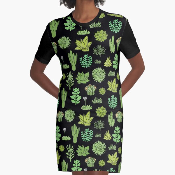 Succulents Graphic T-Shirt Dress