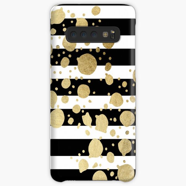 Faux Gold Paint Splatter on Black & White Stripes Samsung Galaxy Snap Case