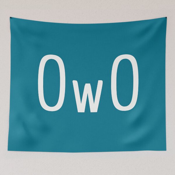 Item preview, OwO - the cute blank stare. White on mosaic blue. designed and sold by PrintPit.