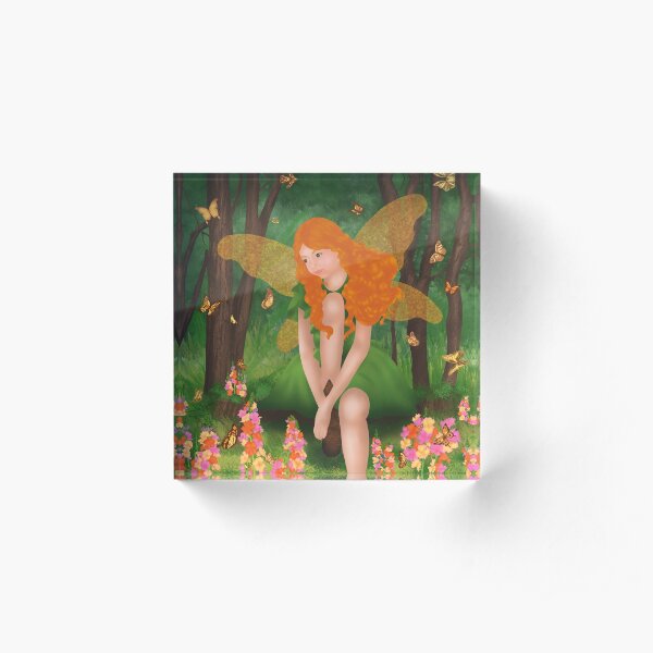 Flower Fairy in the Woods Acrylic Block