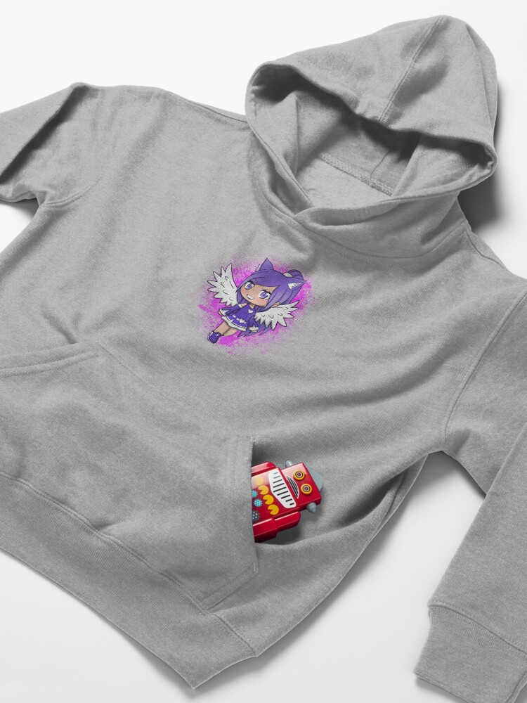 Alternate view of Purple Alpha Gacha Girl - Pink Texture Kids Pullover Hoodie