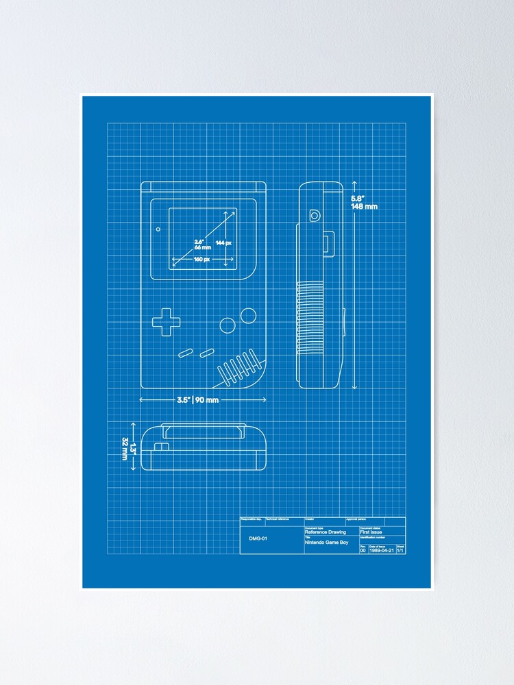 Alternate view of Game Boy blueprint Poster