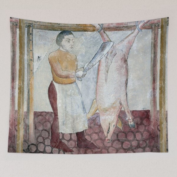 Item preview, Butchering a pig Medieval design designed and sold by Vintage Designs +.
