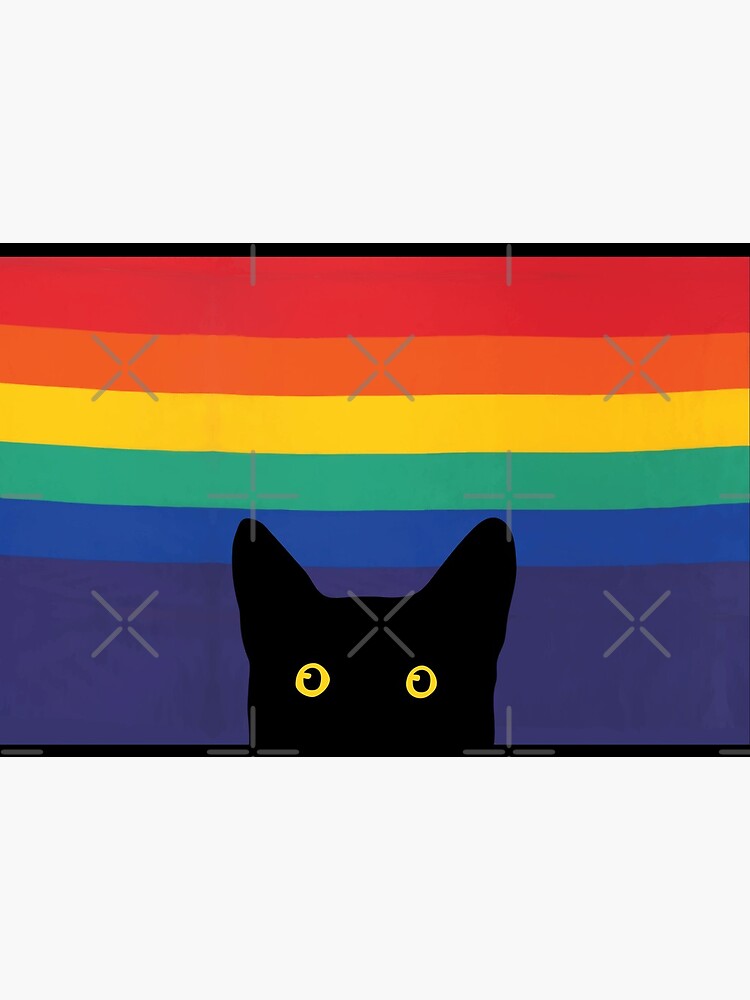 Peeking Cat in Rainbow Circle by beardsandcats