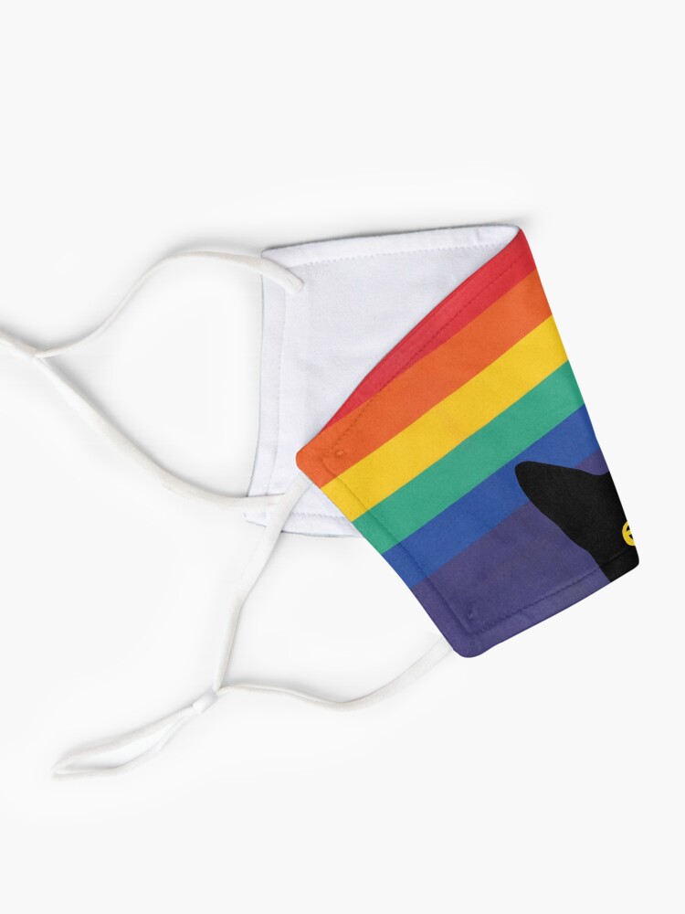 Alternate view of Peeking Cat in Rainbow Circle Mask