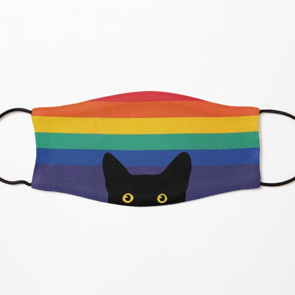 Peeking Cat in Rainbow Circle Kids Mask