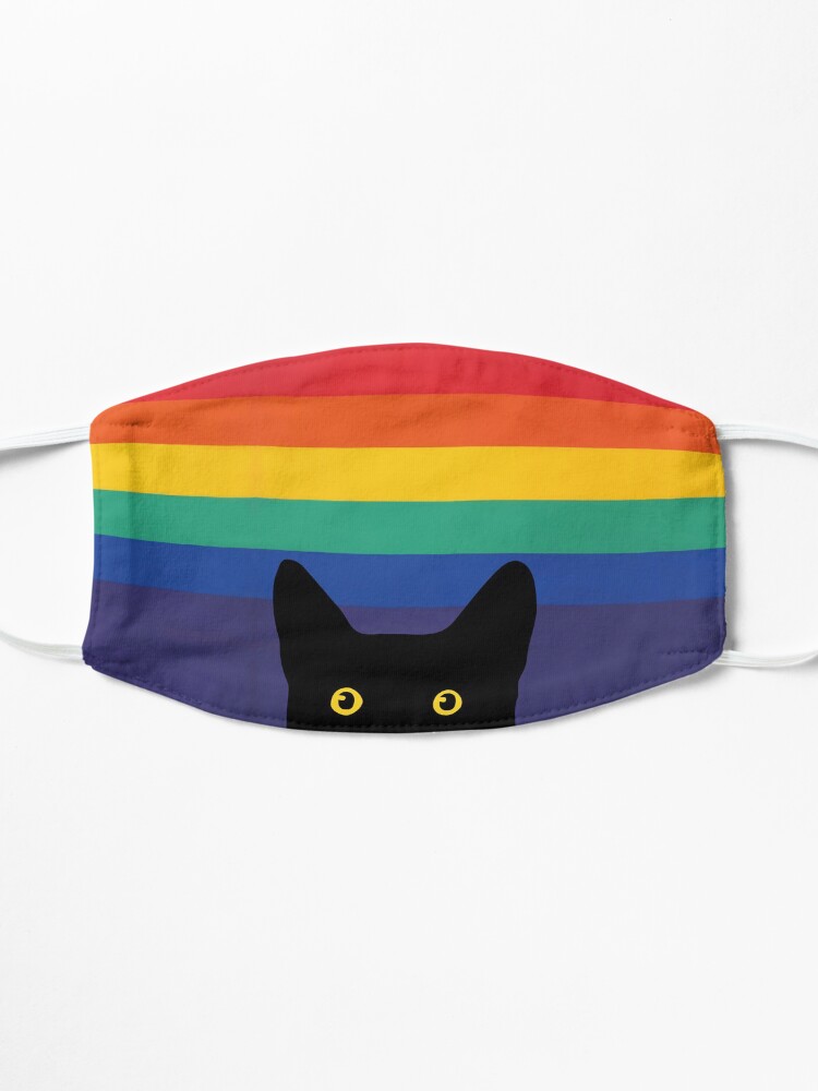 Alternate view of Peeking Cat in Rainbow Circle Mask