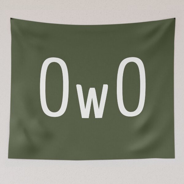 Item preview, OwO - the cute blank stare. White on chive green. designed and sold by PrintPit.