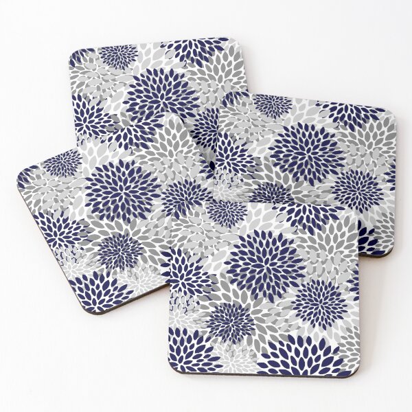 Item preview, Floral Pattern, Navy Blue and Grey designed and sold by meggydesigns.