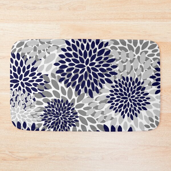 Item preview, Floral Pattern, Navy Blue and Grey designed and sold by meggydesigns.