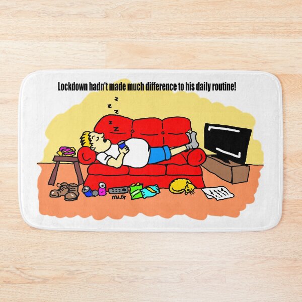 Item preview, Lazy Man Asleep in Lockdown Cartoon designed and sold by michellelegrand.