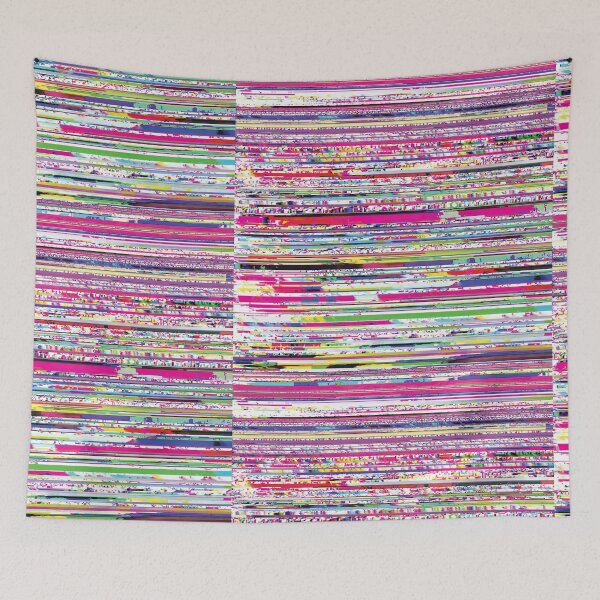 Item preview, mega glitch with pink cyberpunk stripes designed and sold by frauenbrauen.