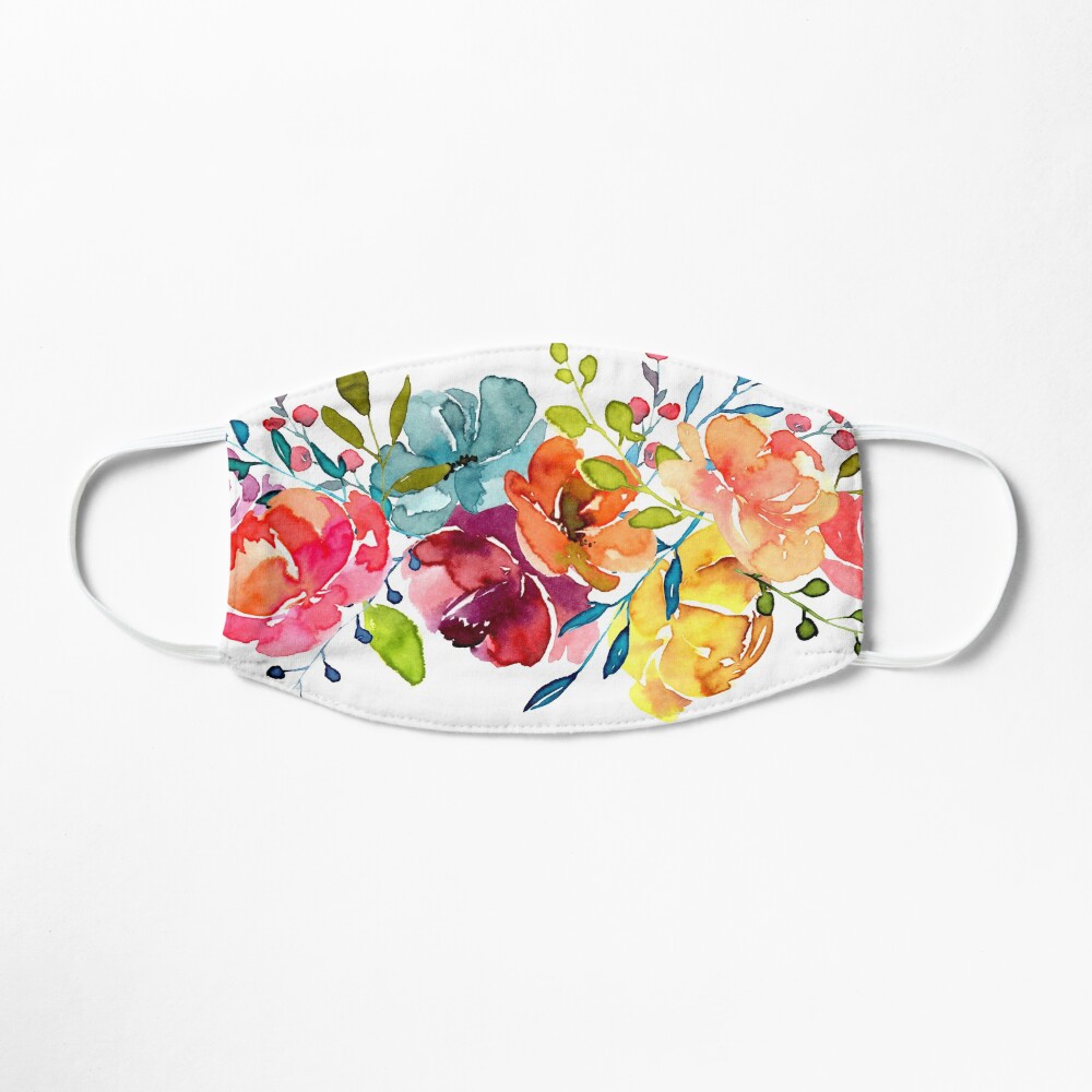 Bright Flowers Summer Watercolor Peonies Mask