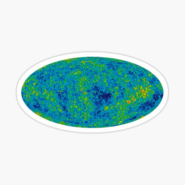 COSMOS. UNIVERSE. COSMIC, SPACE, BIG BANG, Nine Year Microwave Sky, 9 year WMAP image, background cosmic radiation. on White. Sticker