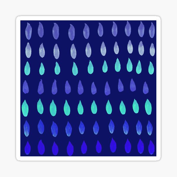 Gotas azules sobre Azul Marino Pegatina