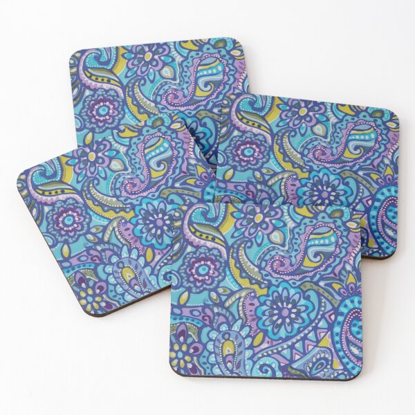 Item preview, Batik Paisley in Blue, Turquoise, and Purple,lime, designed and sold by Leslie Rogers Todder.