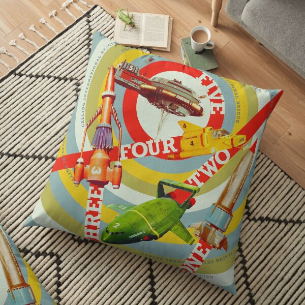 FIVE! FOUR! THREE! TWO! ONE! THUNDERBIRDS 2065 Pop Art Floor Pillow