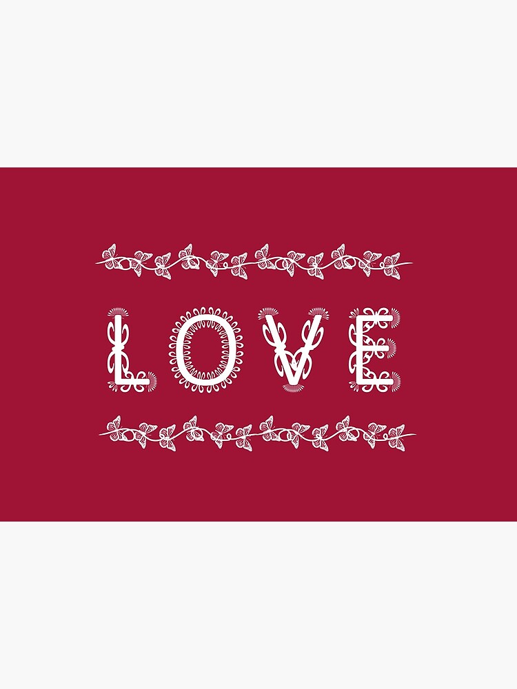 The Word Love in Decorative White Flourish by RootSquare