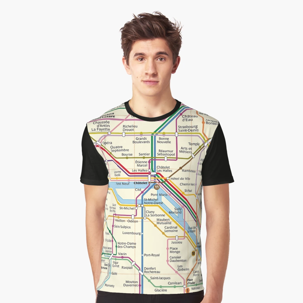 ★送料・関税込★SATUR★Paris Metro Graphic T-Shirt★ gptr,1400x,front,black-c,188,